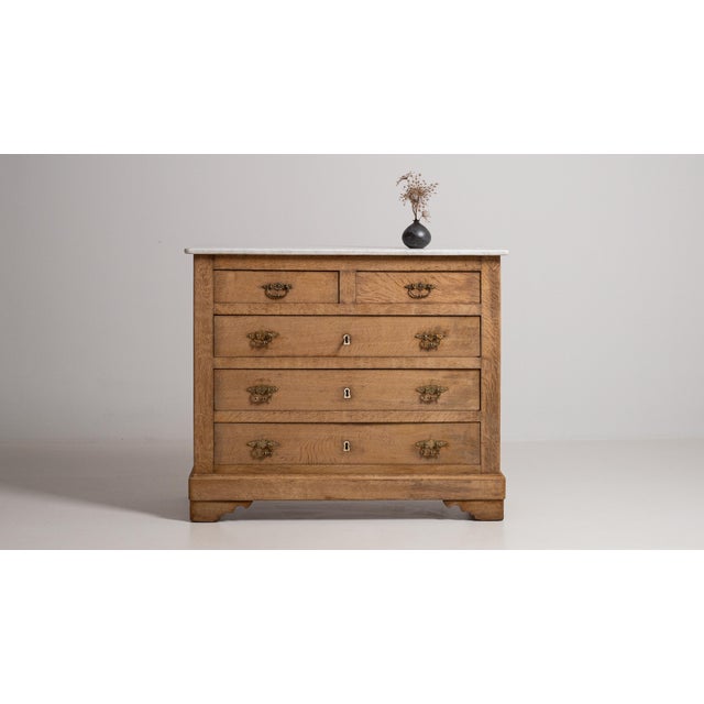 19th Century Oak Chest Of Drawers With Marble Top For Sale - Image 12 of 17