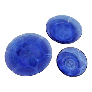 Forte Crisa Blue Glass Sunflower 3-Piece Place Setting