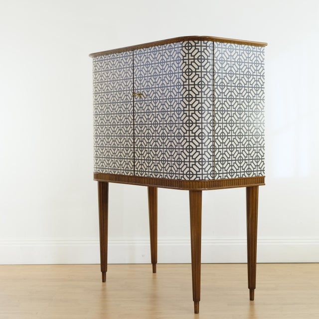 Vintage Scandinavian Modern Bar Cabinet in Mahogany with Black and White Graphic Pattern, Sweden, 1940s For Sale - Image 9 of 12