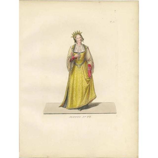 Gold Renaissance Portraits of the Lord of Rimini and Vitelleschi and Duchess, 1845, Paper, Set of 3 For Sale - Image 8 of 10