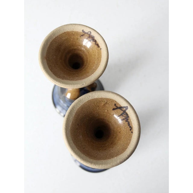 Brown Vintage Studio Pottery Chalice Pair For Sale - Image 8 of 10