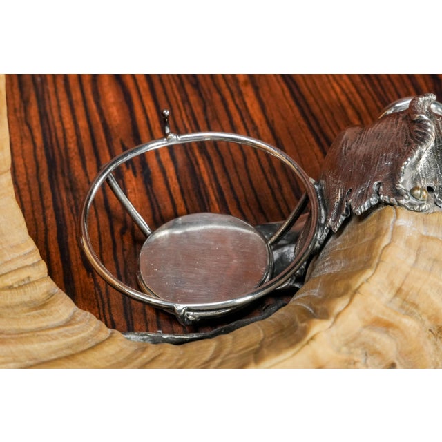 Exceptional Antique Victorian Sterling Silver Dolphin Sculpture Ram Match Striker Holder For Sale - Image 11 of 18