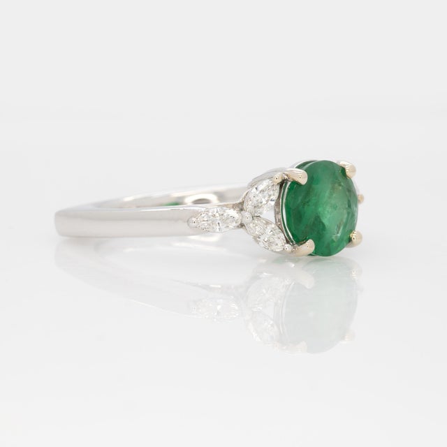 1.6Ct Zambian Emerald Ring With Earth Mined Diamond Accents: Solid 14k Gold, , Size 6.75 For Sale In Columbus - Image 6 of 8