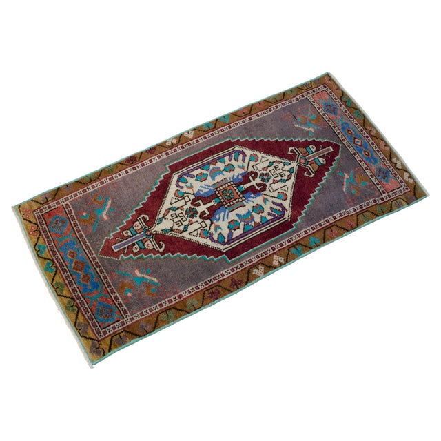 1970s Hand Knotted Door Mat, Entryway Rug, Bath Mat, Kitchen Decor, Small Rug, Turkish Rug - 1′7″ × 3′3″ For Sale - Image 4 of 8