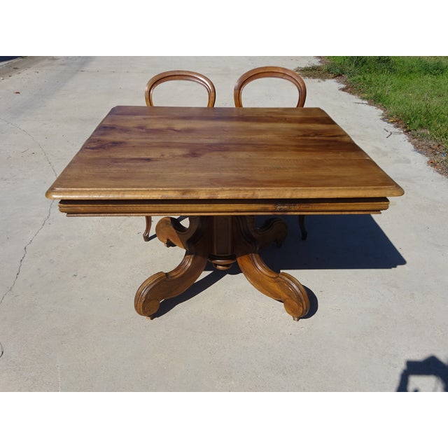 19th Century Square Walnut Pedestal Table For Sale - Image 10 of 18