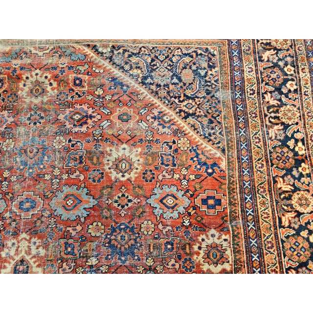 Antique Persian Mahal Sultanabad Rug, Hand-Knotted Wool, Geometric Pattern, Brick-Red & Navy, 10x15 For Sale - Image 17 of 18