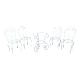 Vintage French Garden & Patio Dining Table and Four Chairs Circa 1950s For Sale