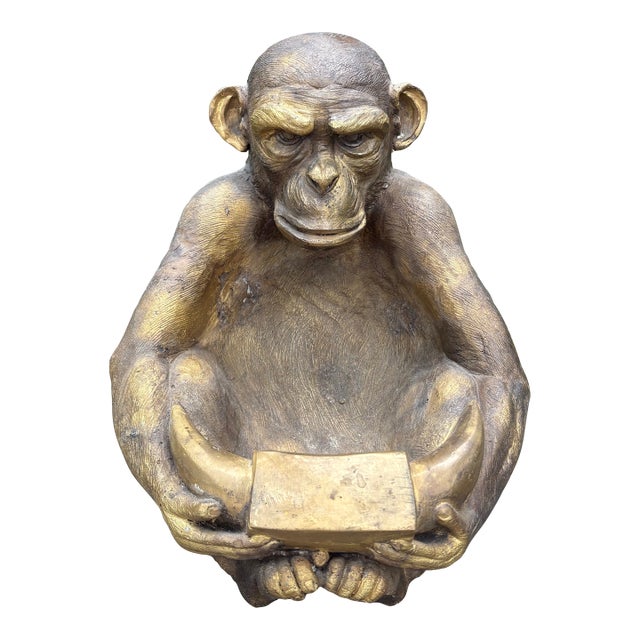 Vintage Bronze Monkey Sculpture For Sale