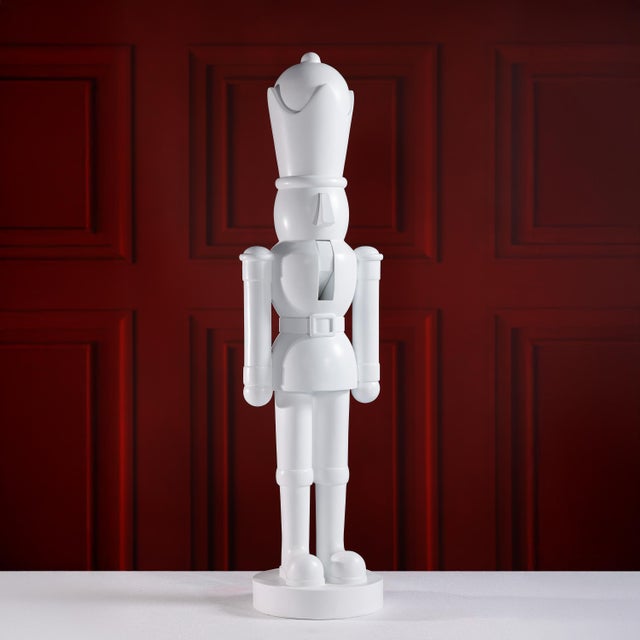 Contemporary Hartwin White Resin Nutcracker Figurine, 40" Tall For Sale - Image 3 of 3