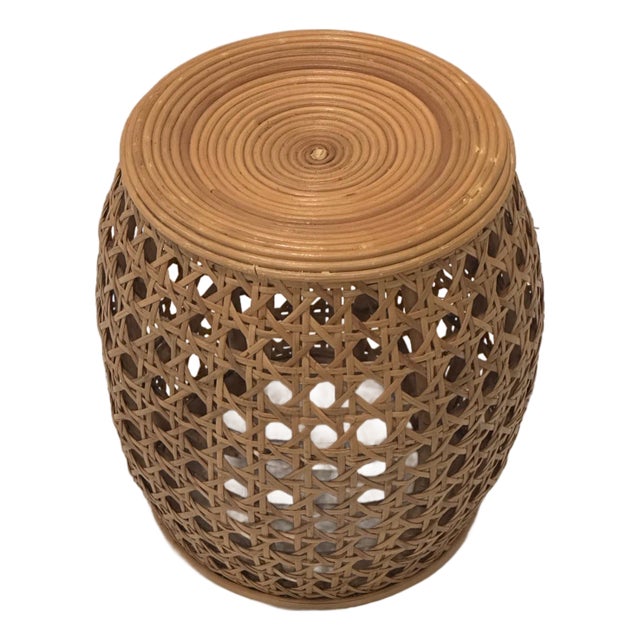 Rattan & Caned Garden Seat Side Table For Sale