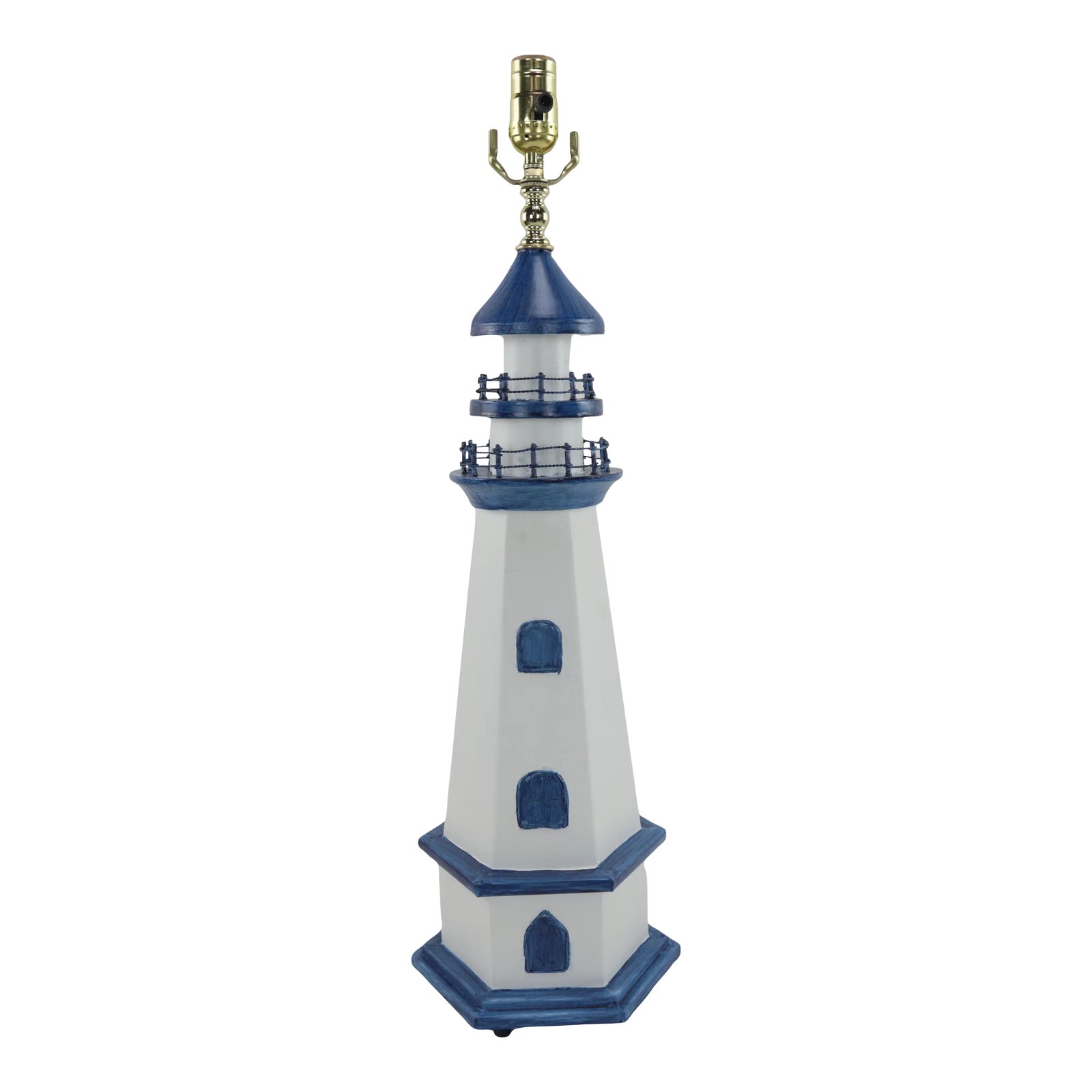 Vintage Blue and White Nautical Lighthouse Table Lamp | Chairish