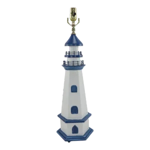 Vintage Blue and White Nautical Lighthouse Table Lamp