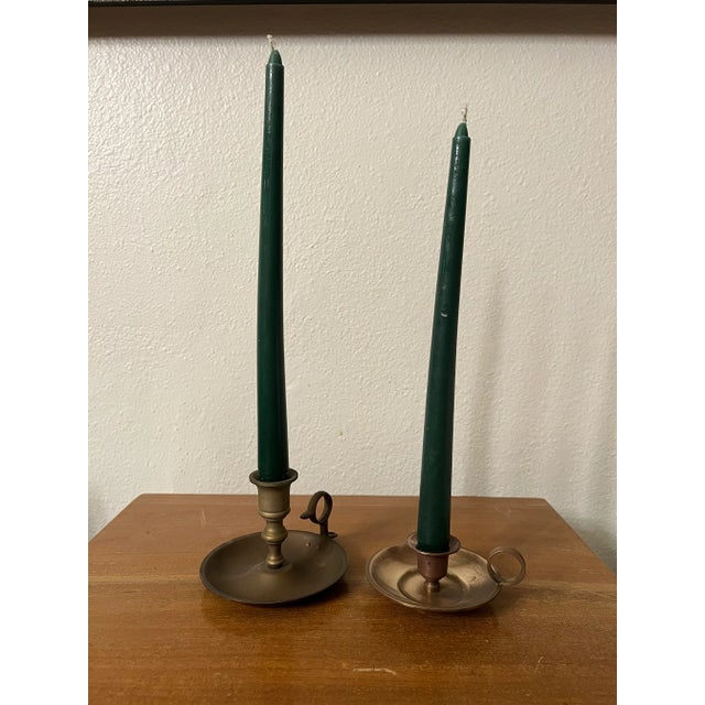 Vintage Chamberstick Candle Holders - a Pair For Sale In Los Angeles - Image 6 of 8