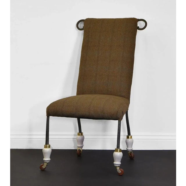 19th Century Steel & Tweed Side Chair For Sale - Image 9 of 9