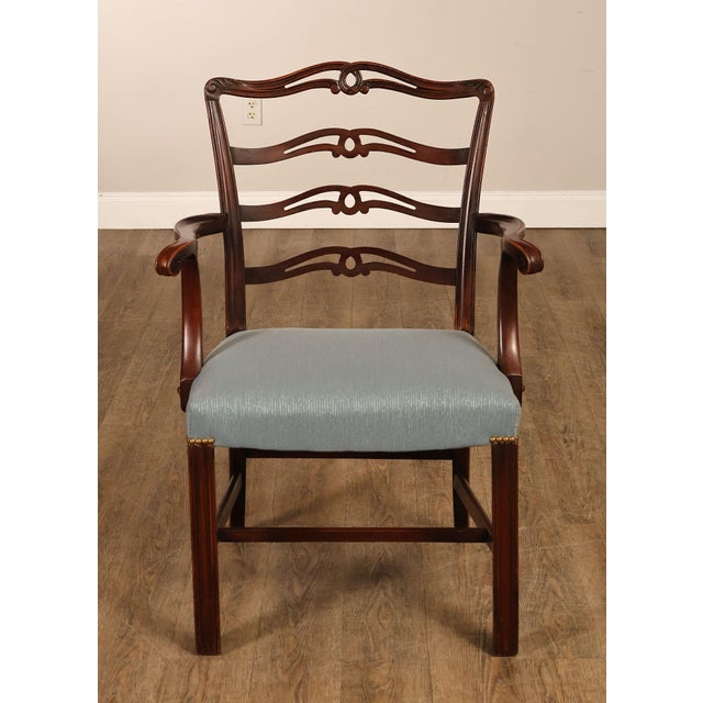 1940's Chippendale Style Set Of Six Mahogany Ladder Back Dining Chairs For Sale - Image 11 of 18