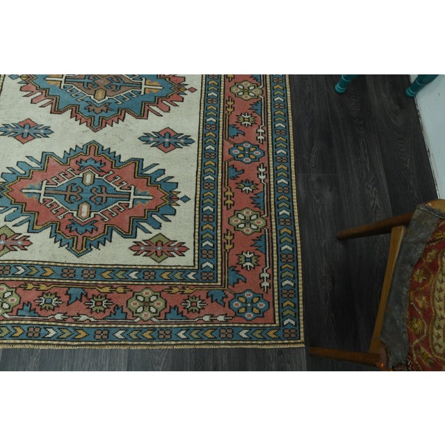 Pink 1970s Vintage Turkish Oushak Handmade Wool Cotton Pink Beige Area Rug For Sale - Image 8 of 11