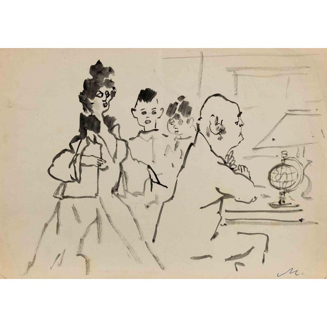 Watercolor on paper realized by Mino Maccari in the early 1950s. Hand monogrammed lower right. Title on rear. The "loss of...