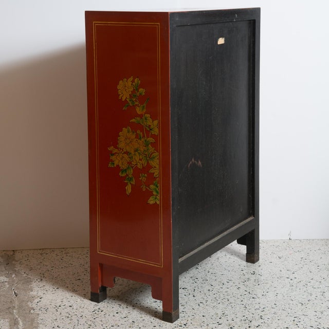 Antique Red Asian Cabinet For Sale - Image 4 of 10