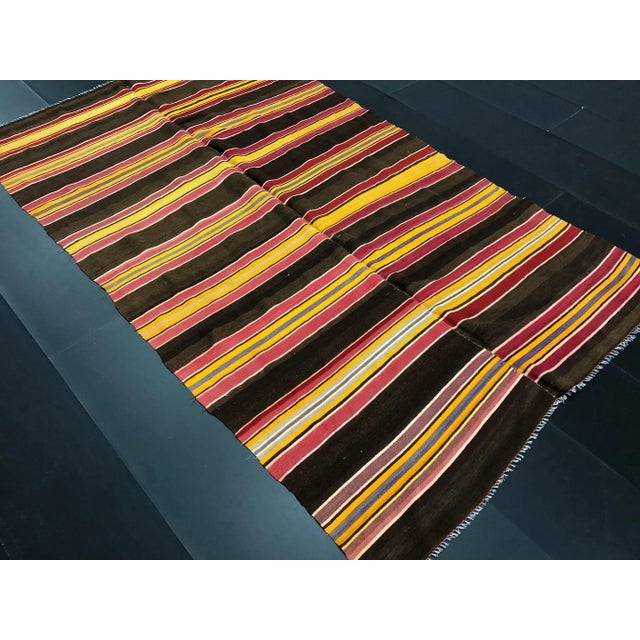 Boho Chic 1960s Vintage Bohemian Turkish Traditional Stripe Kilim Rug- 4'9" x7'9" For Sale - Image 3 of 11