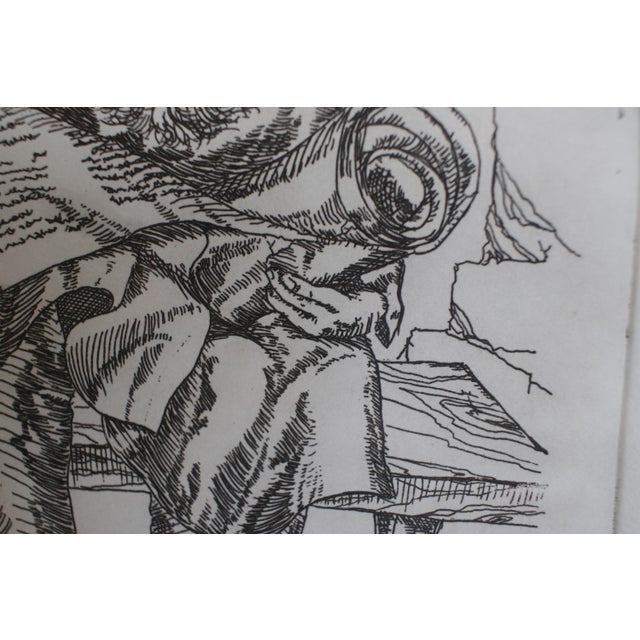 Printmaking Materials Mid 20th Century Al Kaufman (B. 1928) "Scribe" Signed & Numbered 56/150 Intaglio Etching - Framed For Sale - Image 7 of 14