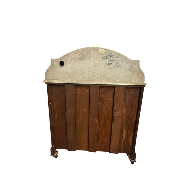 Antique Victorian Eastlake Walnut Marble Top Washstand With Carved Acorn Pulls, Circa 1880s For Sale - Image 10 of 11
