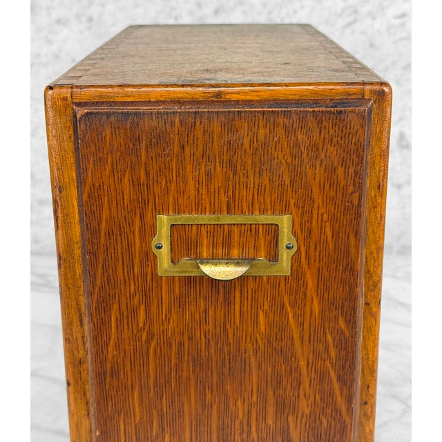 Antique Quartersawn Oak Library File Card Catalog Cabinet by Shaw-Walker For Sale - Image 6 of 11