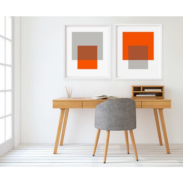 "The Interaction of Orange and Gray" by Liz Roache (Orange, Gray) This Modern, Mid Century, Contemporary Fine Art print...