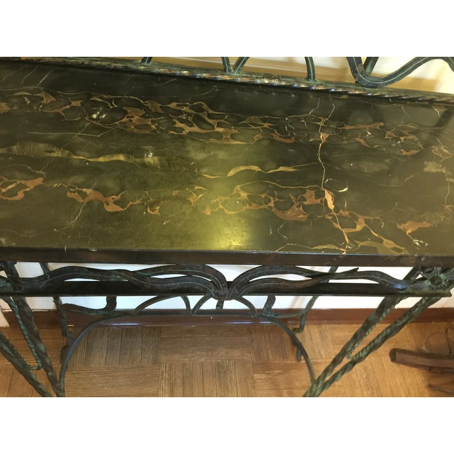 1900 - 1909 Antique French Art Nouveau (Circa 1895-1910)Wrought Iron Hall Console With Mirror Attributed to Edgar Brandt For Sale - Image 5 of 12