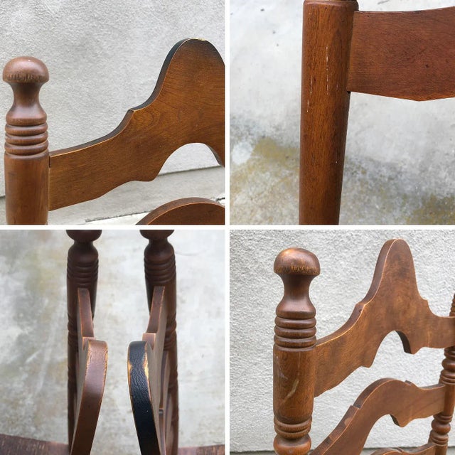 Pair of Early 20th Century Patinated Ladder Back Chairs For Sale In Los Angeles - Image 6 of 7