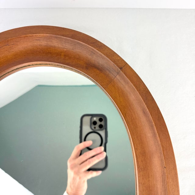 1970s 1970’s Tell City Wood Framed Oval Mirror For Sale - Image 5 of 12