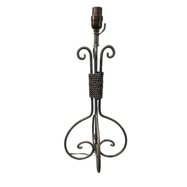 Vintage Spanish Colonial Wrought Iron Table Lamp For Sale - Image 9 of 9