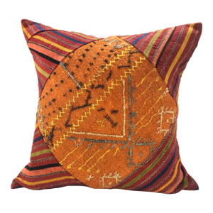 Antique Red & Orange Woven Patchwork Turkish Square Decorative Pillow