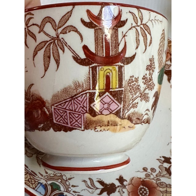 Antique 1880s Sarreguemine Kyoto France Tea Cup and Saucer Set for Two(2) For Sale - Image 12 of 18