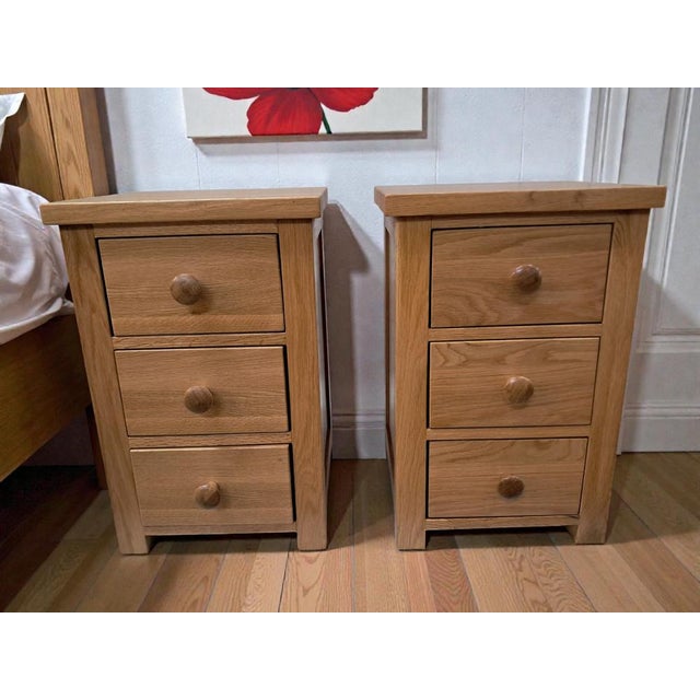 Pair of Vintage Bedside Drawers – A Timeless Pair in Exceptional Condition - Top Quality Solid Oak Very Heavy This...
