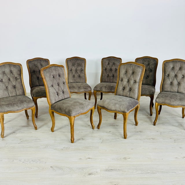 French Louis XV Dining Chairs – Set of 8 For Sale - Image 3 of 11