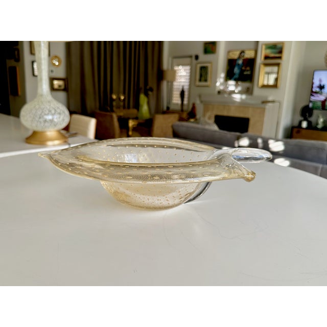 Gold Large Murano Gold Organic Shape Centerpiece Bowl For Sale - Image 8 of 14