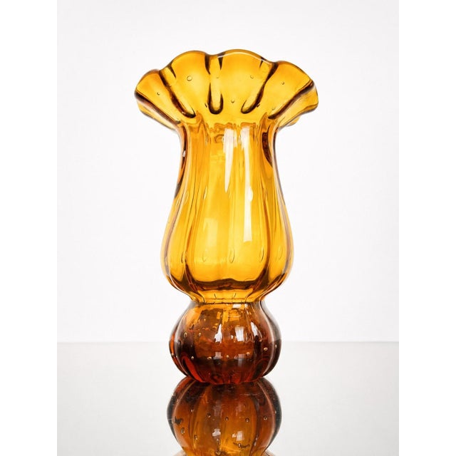 Mid-Century Modern Vintage Amber Art Glass Vase from Egermann, Czechoslovakia, 1980s For Sale - Image 3 of 6
