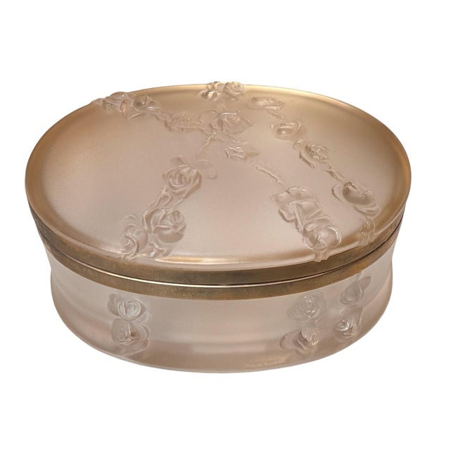 Large Lalique French Crystal Vanity Box.