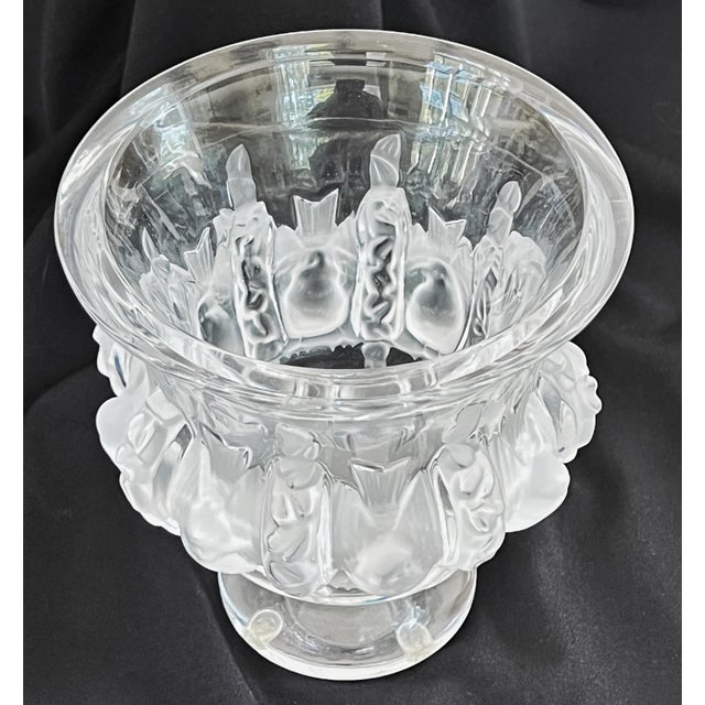 1990s Lalique 1990s Dampierre Crystal Vase With Charming Sparrows Signed For Sale - Image 5 of 11