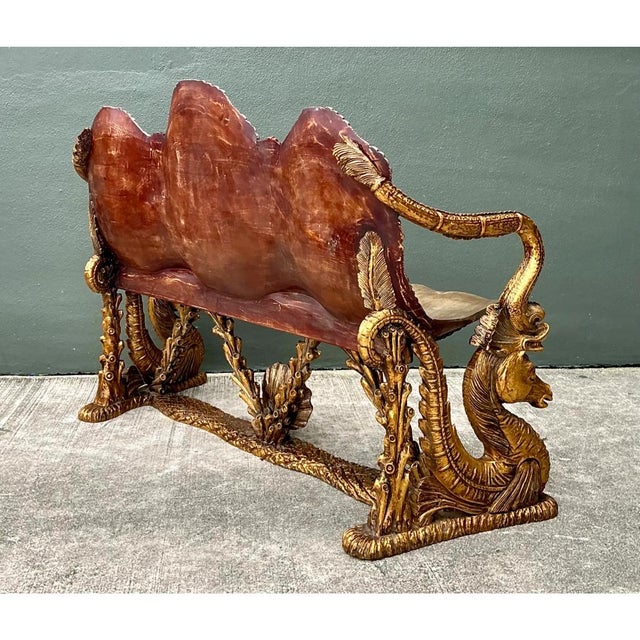Gold Vintage Venetian Gilt Carved Grotto Bench For Sale - Image 8 of 12
