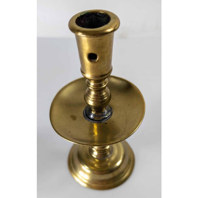 Metal 17th or 18th Century European Dutch Heemskirk Mid-Drip Brass Candlestick For Sale - Image 7 of 13
