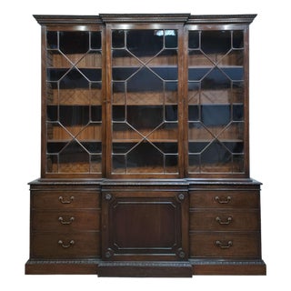 18th Century English Glazed Mahogany Bookcase For Sale