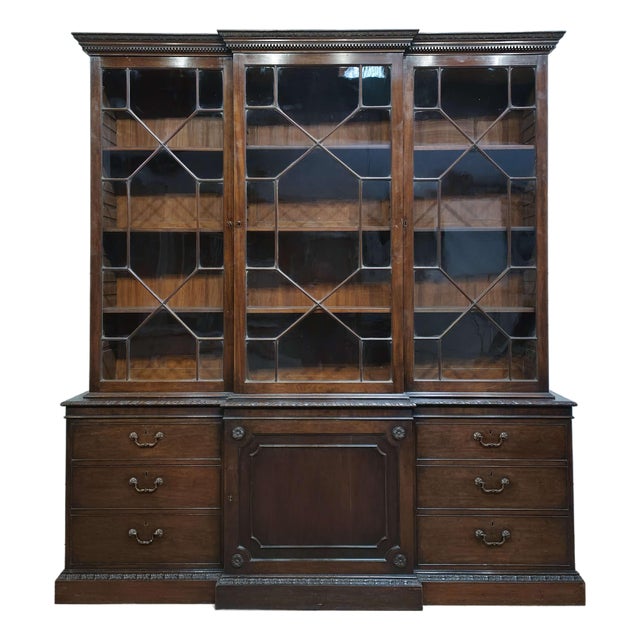 18th Century English Glazed Mahogany Bookcase For Sale