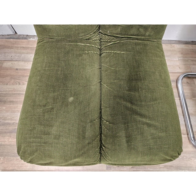 Vintage Chairs in Chromed Metal and Green Fabric by Cazzaro, Design d'autore, 1970, Set of 2 For Sale - Image 12 of 18