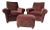 Ethan Allen Paisley in Wine Color Set - 2 Club Chairs and 1 Ottoman For Sale