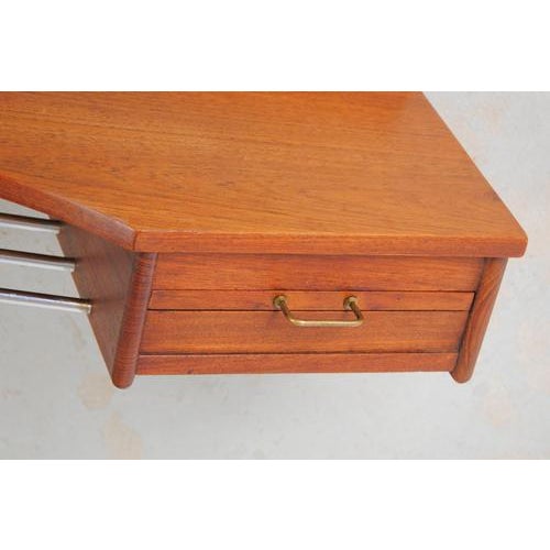Metal Restored Danish Mid-Century Teak Dressing Set with Floating Table Top, 1950s For Sale - Image 7 of 11