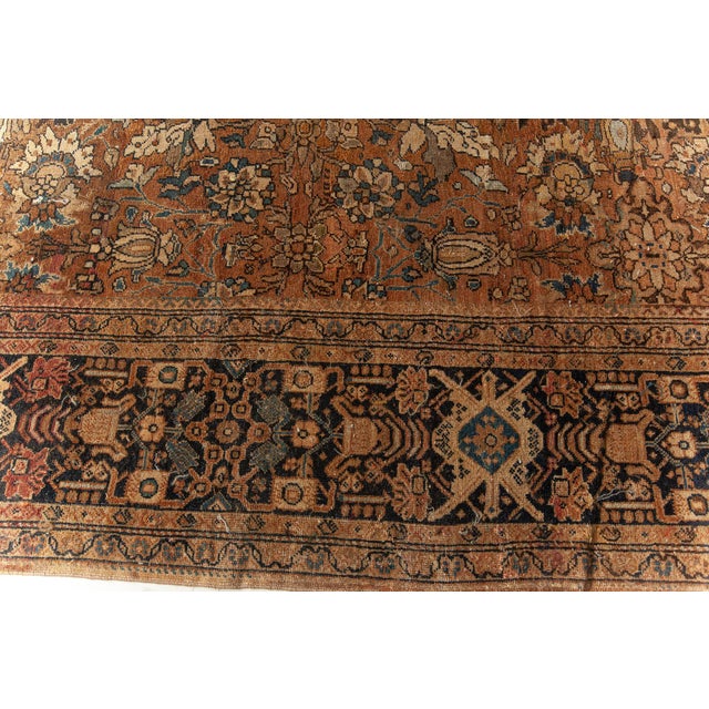 Antique Persian Sultanabad Brown Handwoven Wool Carpet For Sale In New York - Image 6 of 8