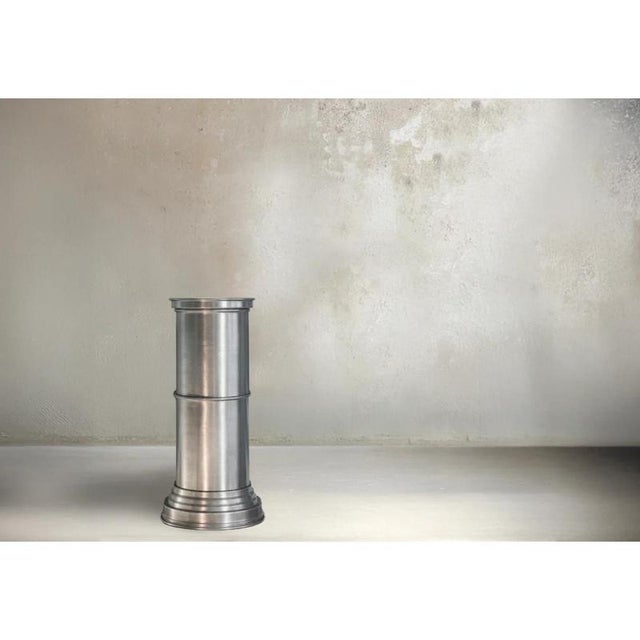 Rl 09 Cylindrical Pedestal in Brushed Aluminum by Caspal For Sale - Image 4 of 9