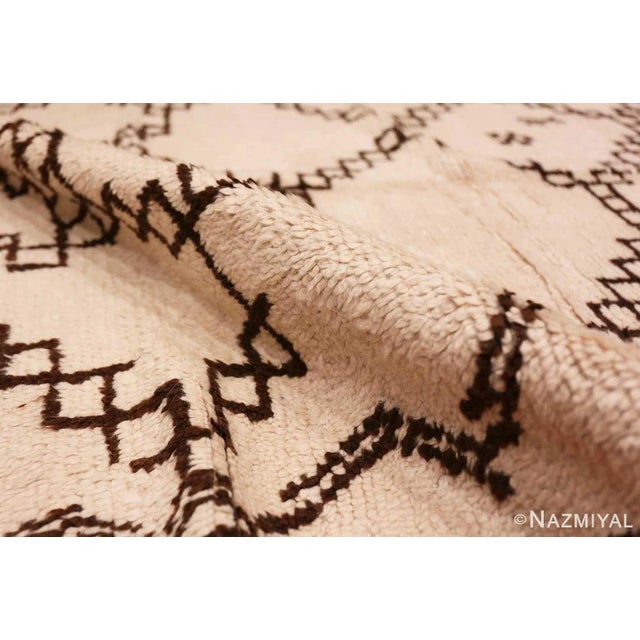 Nazmiyal Collection Vintage Ivory and Brown Moroccan Rug For Sale - Image 4 of 5