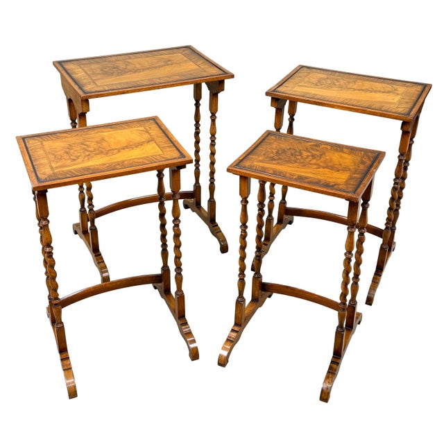 Nesting Coffee Tables in Walnut, 1920, Set of 4 For Sale - Image 6 of 14